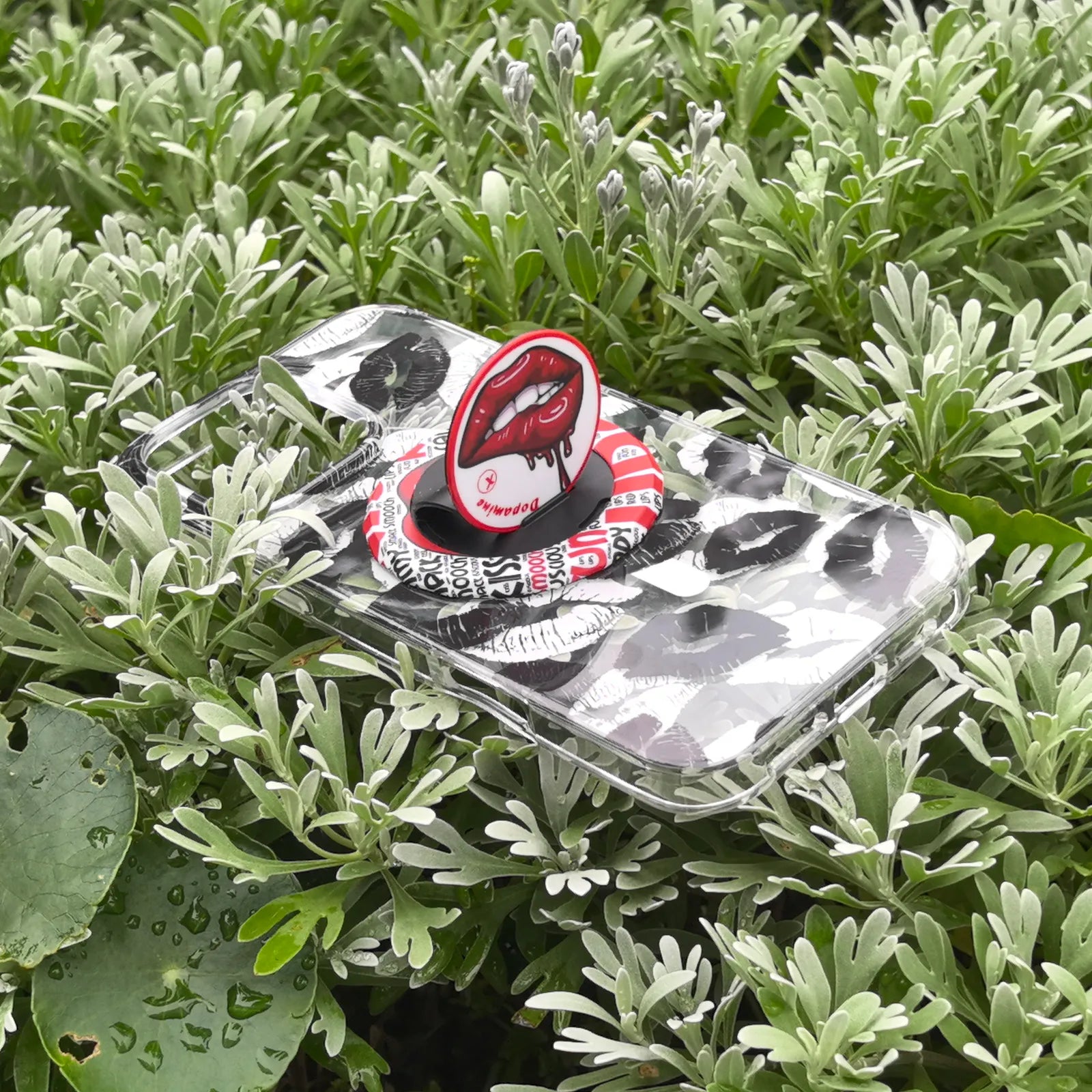 Lip Black Phone Case MagSafe Grip Set