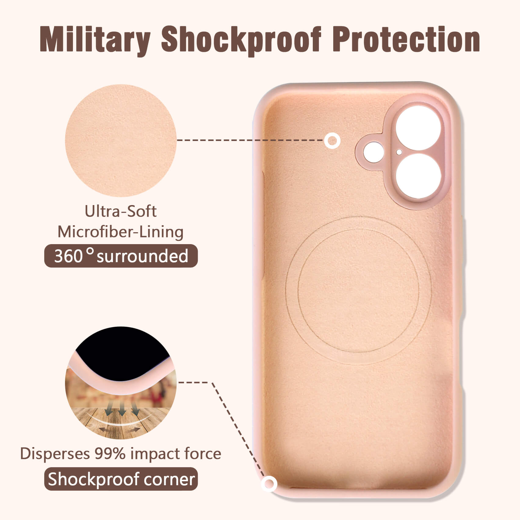 Light Pink Solid Color Full Cover Phone Case