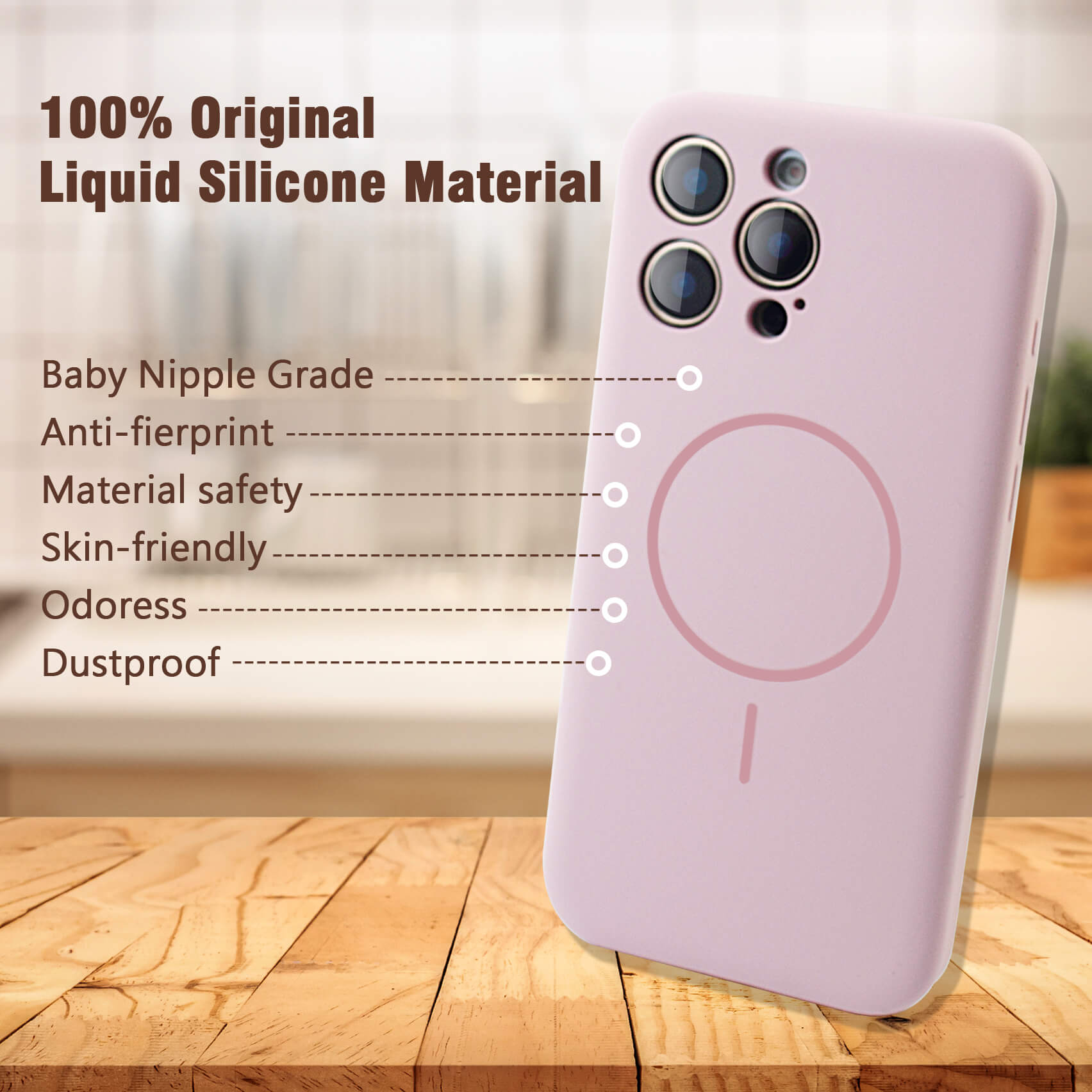 Pink Solid Color Compatible with Magsafe Phone Case