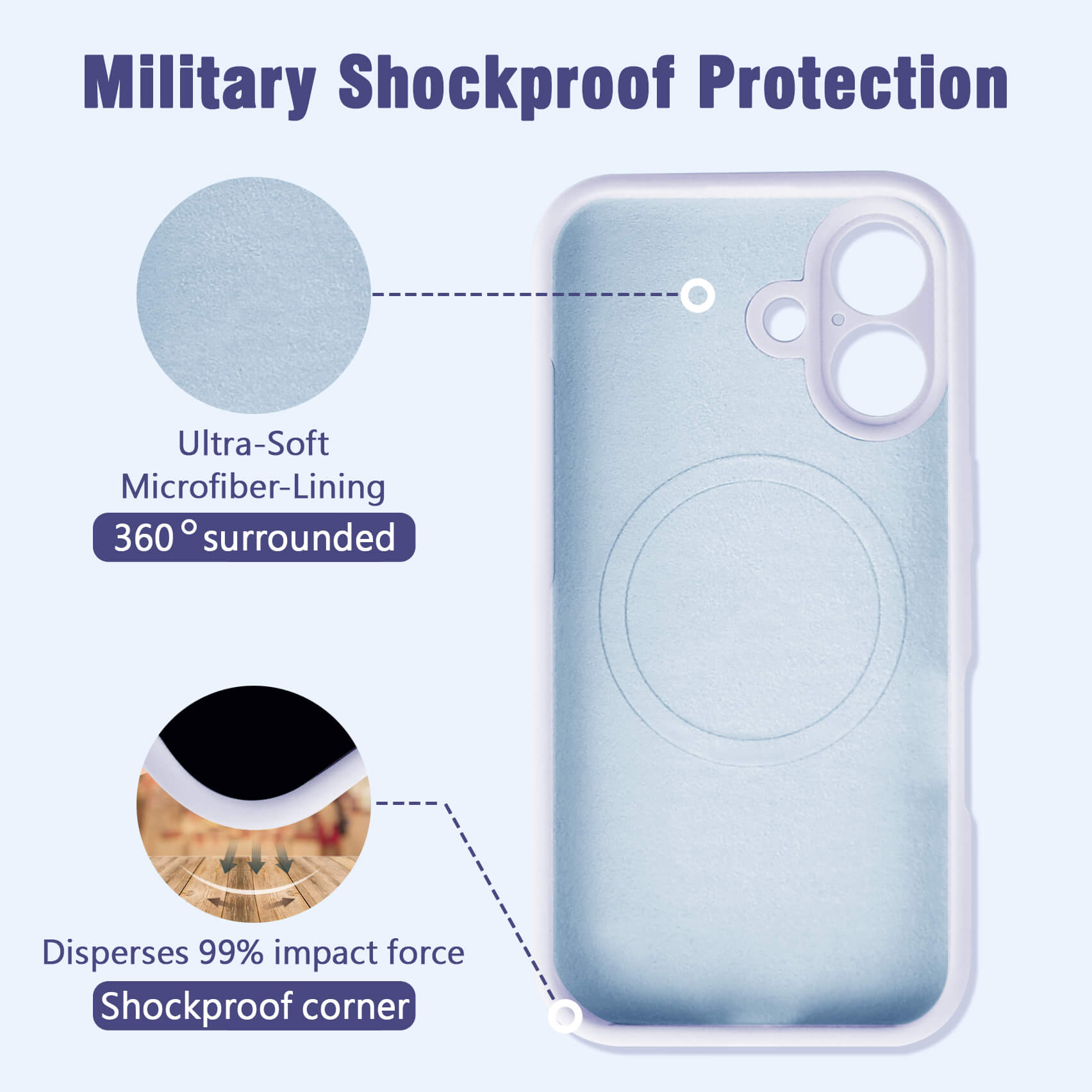 Light Purple Solid Color Full Cover Phone Case