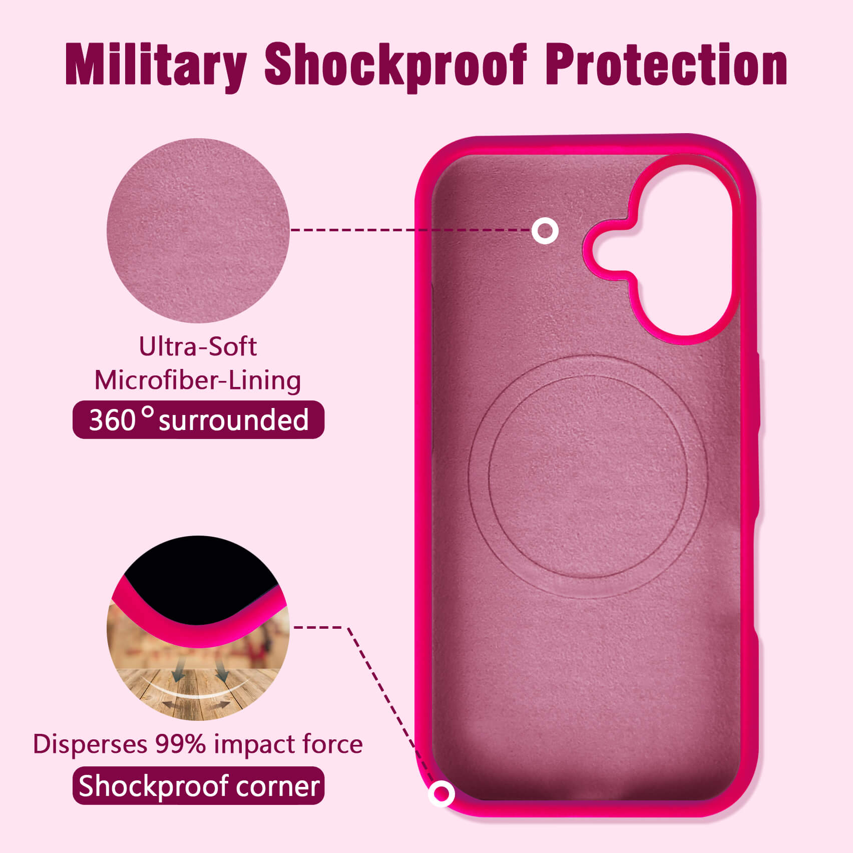 Rose Red Solid Color Phone Case